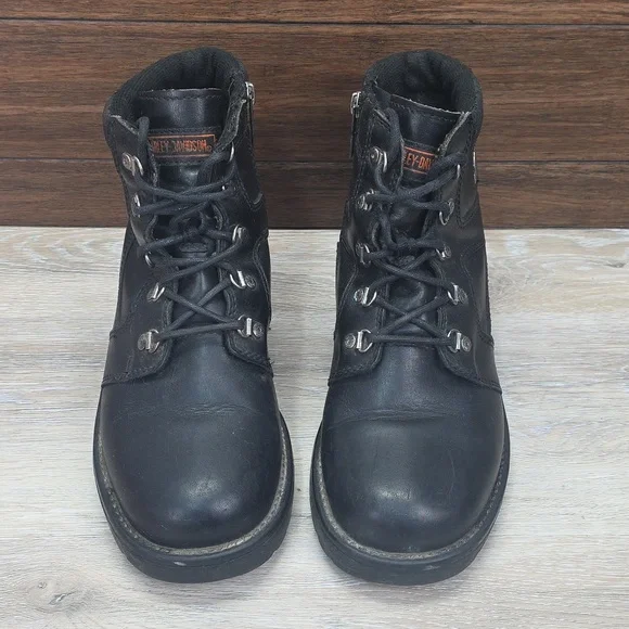 VNTG 90s/Y2K Harley-Davidson Women Leather Ankle LaceUp Riding Moto Boots SZ 10 - Picture 6 of 16